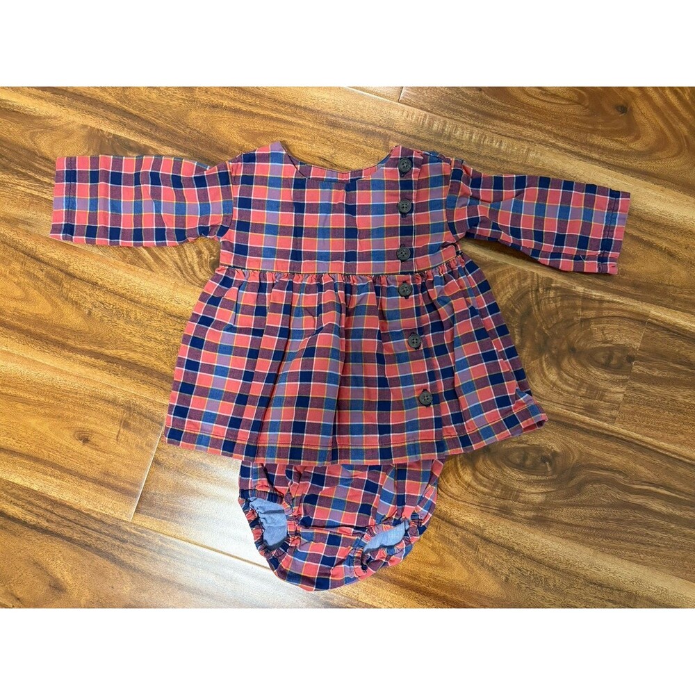 Tea Collection Fall Plaid Dress/Bloomer Set, Size 3-6 months